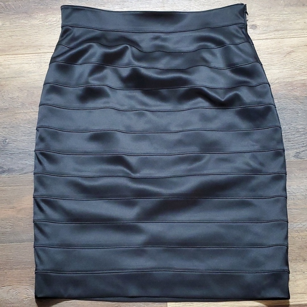 Adrianna papell evenings black ribbon stripe satin pencil skirt